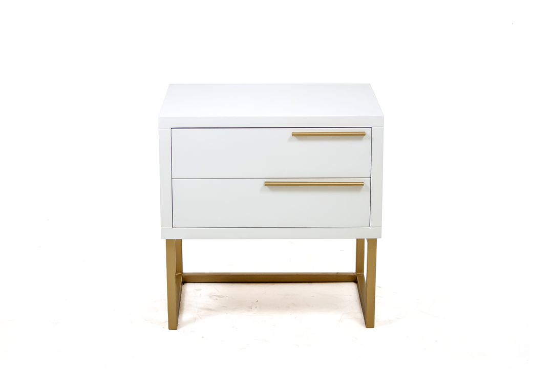 Mika Wood Pedestal With Gold Frame & Handles