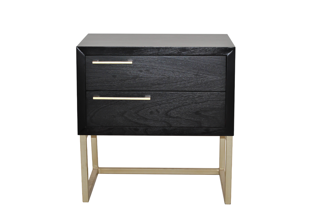 Mika Wood Pedestal With Gold Frame & Handles