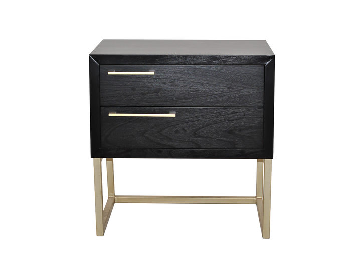 Mika Wood Pedestal With Gold Frame & Handles