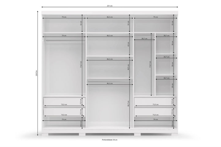 Leonardo 3 Door Sliding Wardrobe